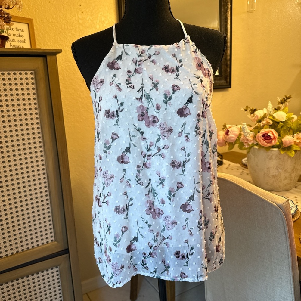LPA Blue Tank Top with Floral Design